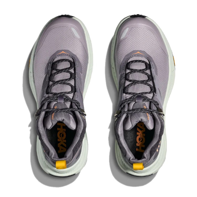 Tops of Hoka Women's Transport Hike GORE-TEX Hiking Boot in Grey Skies