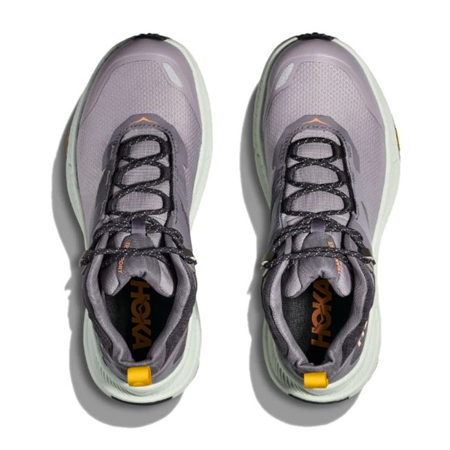 Tops of Hoka Women's Transport Hike GORE-TEX Hiking Boot in Grey Skies