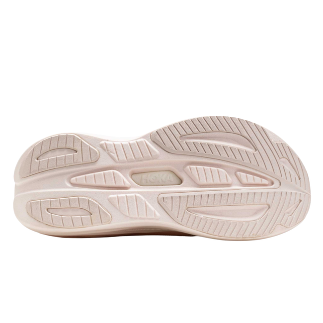 Sole of Hoka Women's Skyward Laceless Active Recovery Shoe in Rose Latte Pink