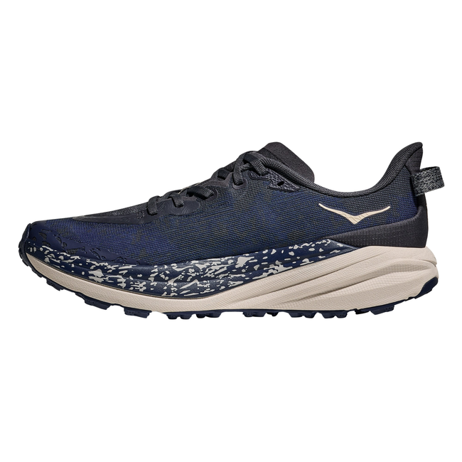 Medial side of Hoka Men's Speedgoat 6 Trail Running Shoe in Midnight Blue