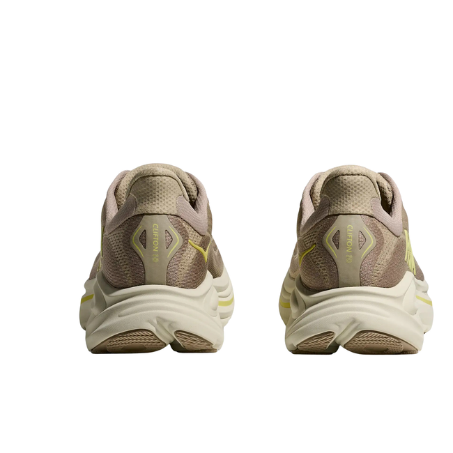 Heels of Hoka Men's Clifton 10 Running Shoe in Raw Linen