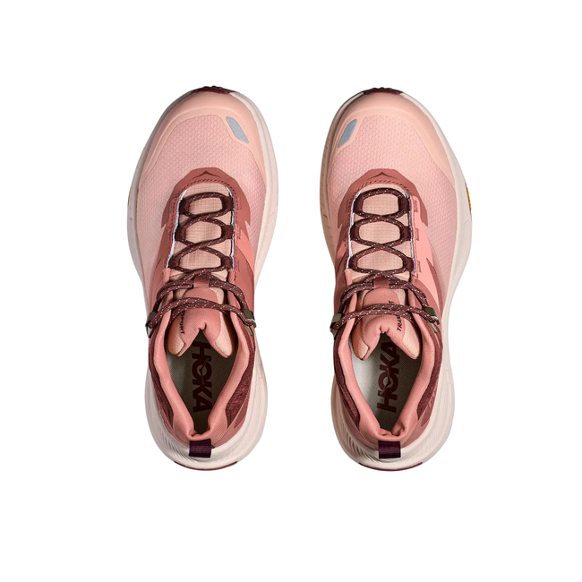 Tops of Hoka Women's Transport Hike GORE-TEX Hiking Boot in Rose Latte