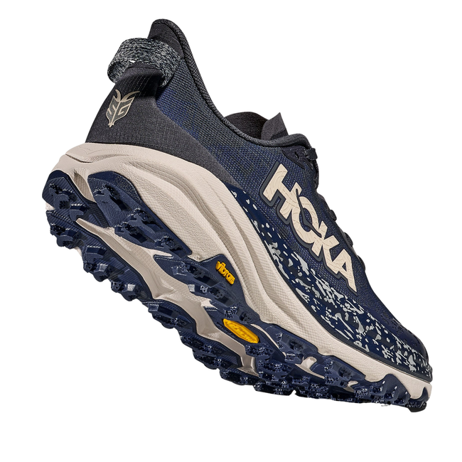 Angled Heel of Hoka Men's Speedgoat 6 Trail Running Shoe in Midnight Blue