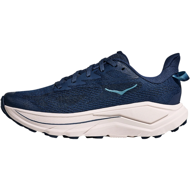 Medial side of Hoka Men's Challenger 8 Trail Running Shoe in Midnight Blue