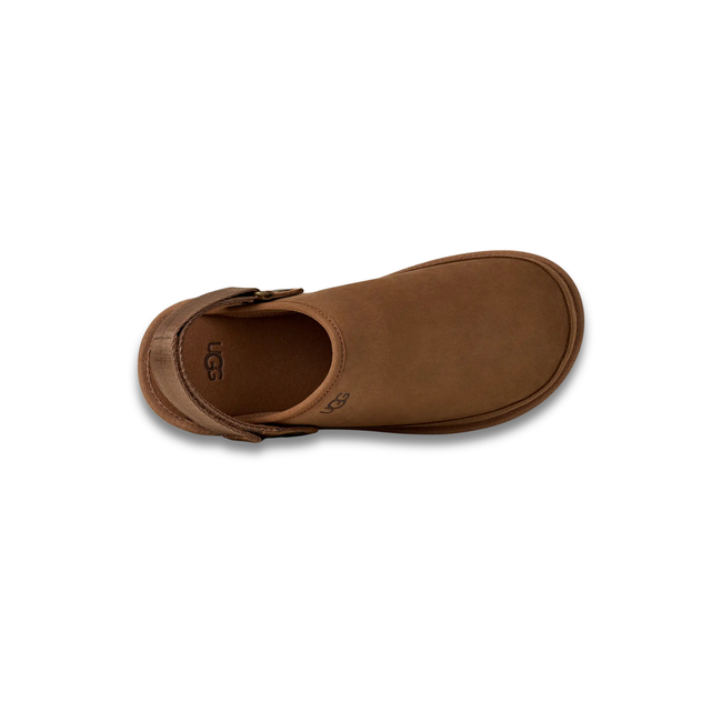 Upper of UGG Men's Goldencoast Clog II Nubuck in Dark Chestnut Brown