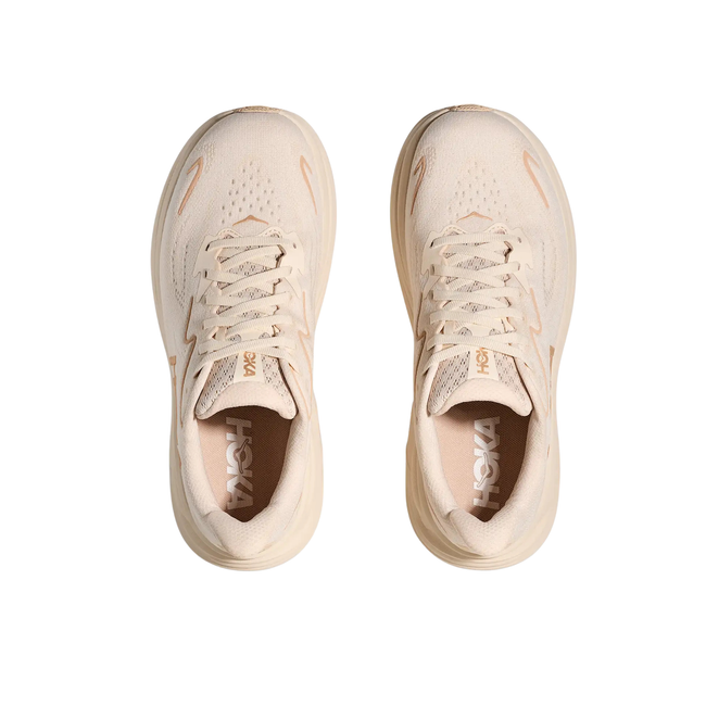 Tops of Hoka Women's Clifton 10 Running Shoe in Vanilla Birch