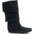 Minnetonka Moccasin  Women's 3-Layer Fringe Boot Black Suede Leather MINNETONKA FOOTWEAR Roderer Shoe Center