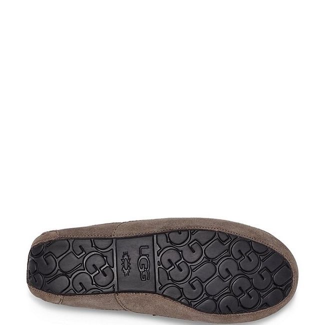 Black outsole of UGG Men's Ascot Slipper in Grey Suede