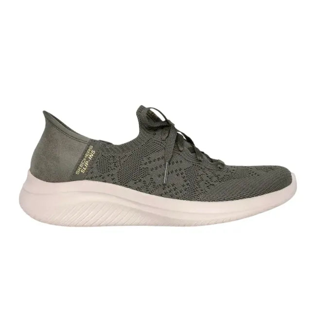 Lateral side of Olive Green Skechers Women&