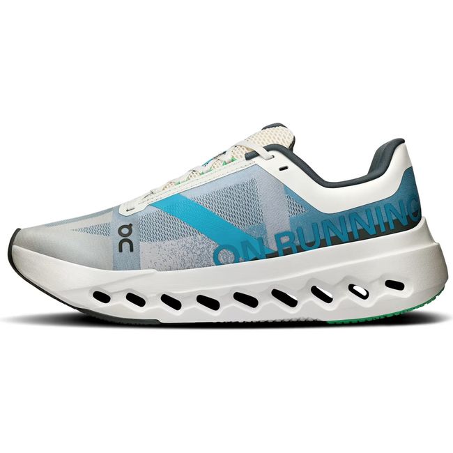 Medial side of On Running Women's Cloudsurfer Next Running Shoe in niagara and white