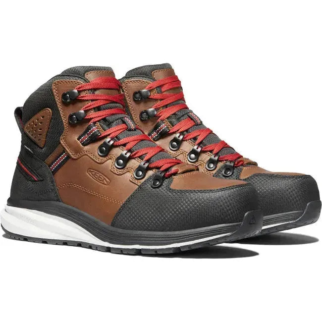 Keen Men's Redhook Mid Waterproof Carbon Fiber Toe Work Boot Tobacco/Black 1024576