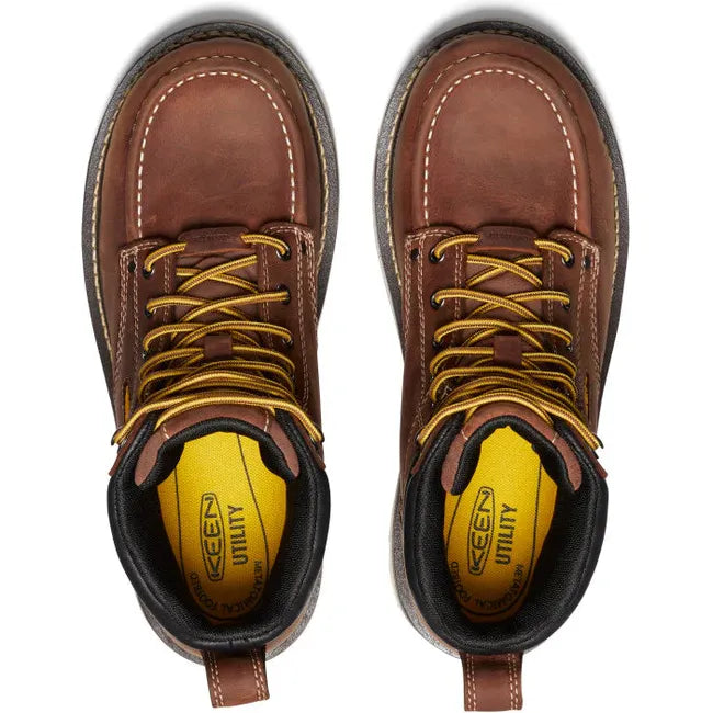 Keen Men&#39;s Cincinnati 6&quot; Waterproof 90° Heel Carbon-Fiber Toe Tuscan Red/Sandshell Work Boot 1028283