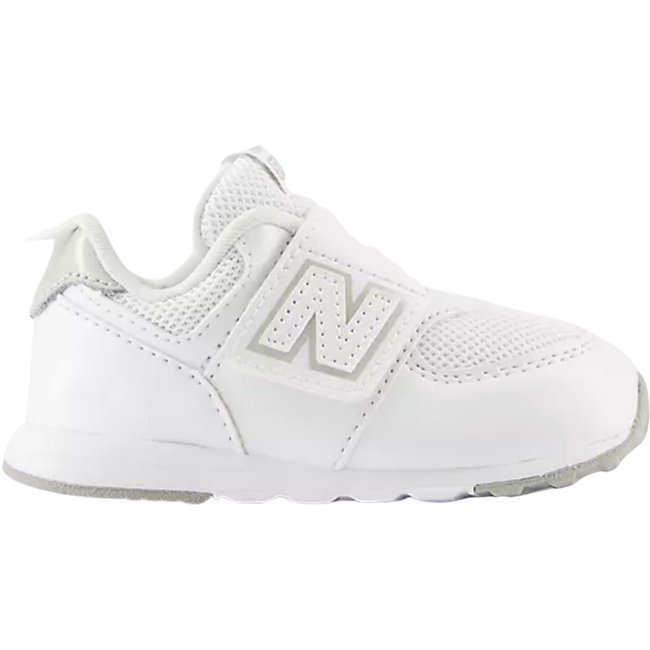 New Balance Kids' 574 NEW-B Lifestyle Shoe White/Silveer Metallic NW5742BE