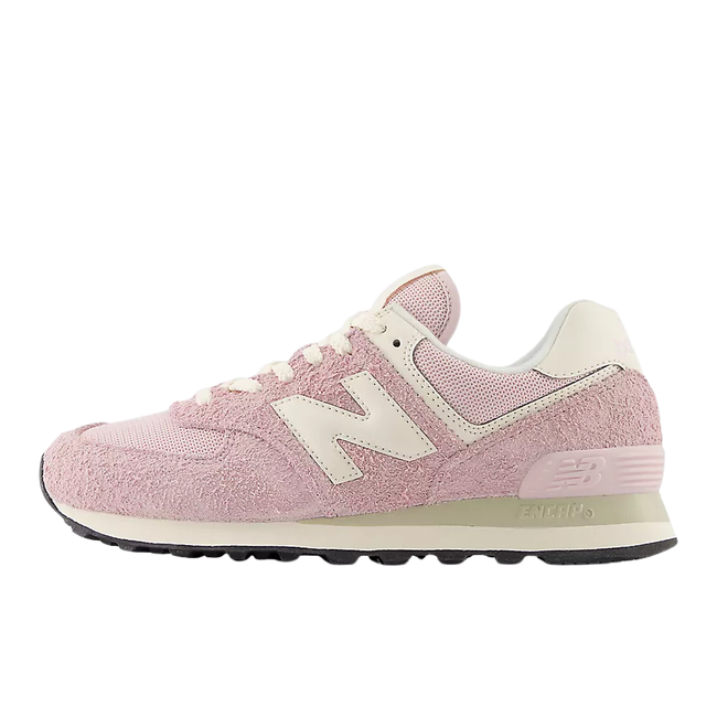 Medial side of New Balance Women's 574 Lifestyle Shoe in Rose Sugar