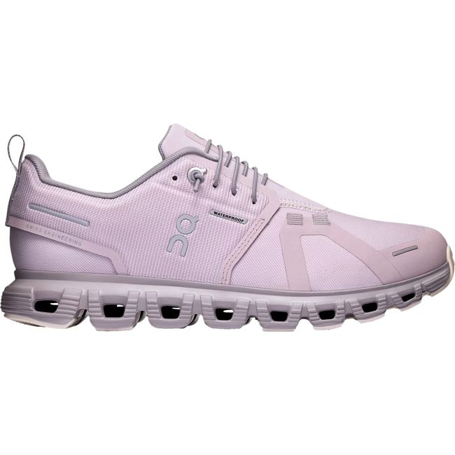 Lateral side of Women's On Running Cloud 6 Waterproof Running Shoe in Mauve Zinc with slip on lacing
