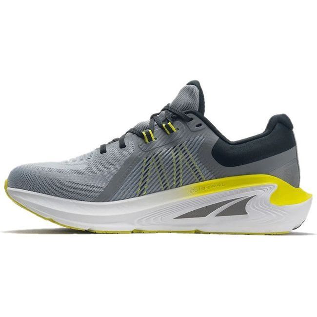 Medial side of Mens Altra Paradigm 7 Running Shoe in gray lime with overpronation guiderail support