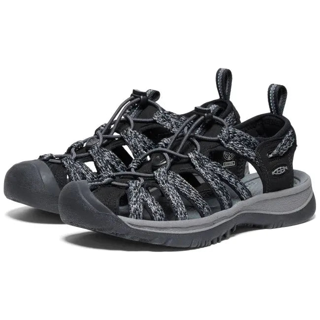 Pair of Women&#39;s KEEN Whisper Closed Toe Sandal in Black and Steel Grey