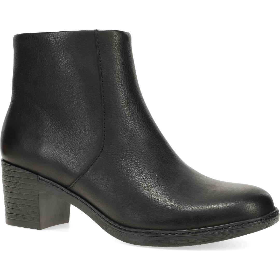Front angled view of Women's Dansko Meryll Ankle Boot in Black