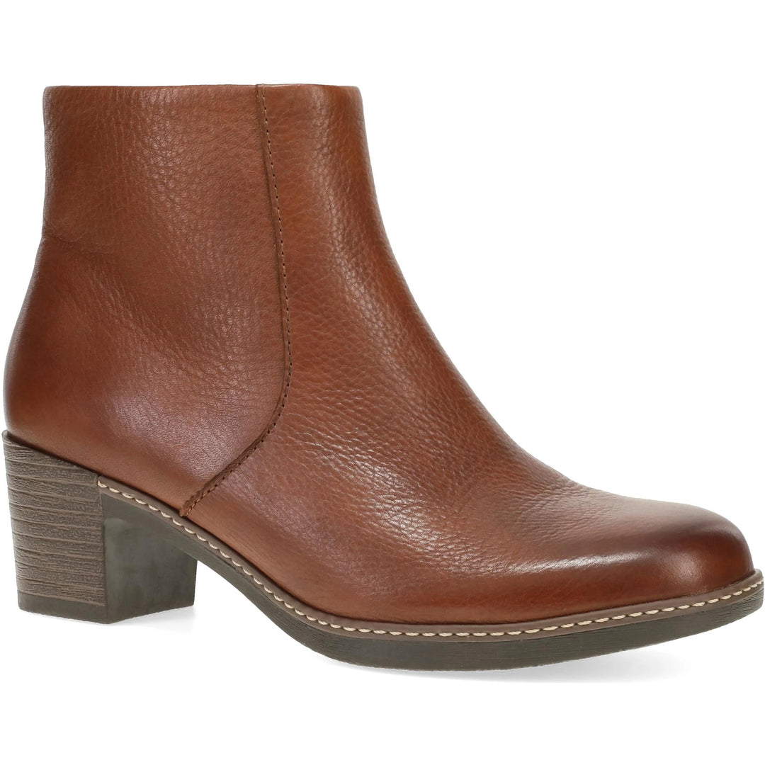 Front angled view of Women's Dansko Meryll Ankle Boot in Brown