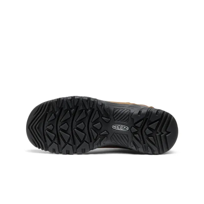 Black sole of Keen Men's Anchorage IV Waterproof Boot in Dark Earth Brown