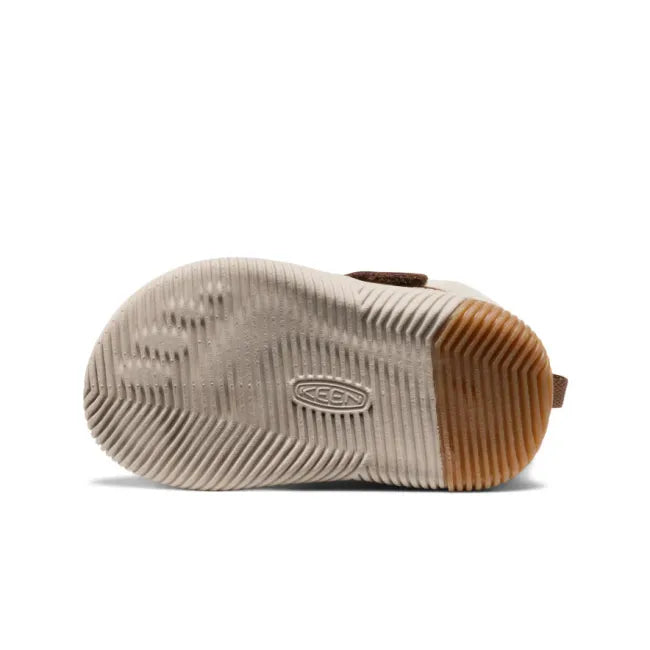 White sole of KEEN Toddlers’ KNX Middie Boot in brown Bison Safari