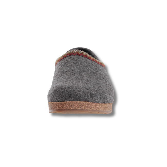 Front of Haflinger Unisex GZH Zigzag Clog in Anthrazit Grey