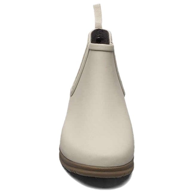 Front of Women&#39;s Sweetpea Bogs Rain Boot in sandstone beige with slip on upper
