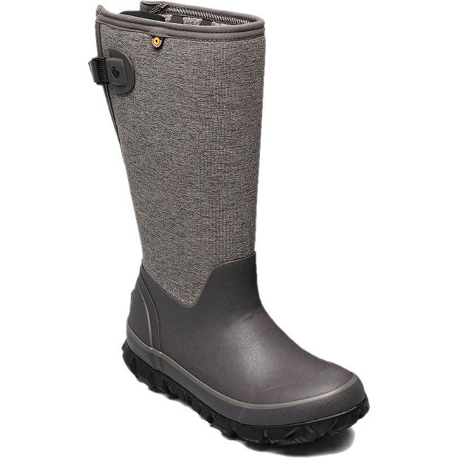 Front angled view of Women&#39;s Bogs Whiteout Adjustable Calf Tall Winter Boot in Gray