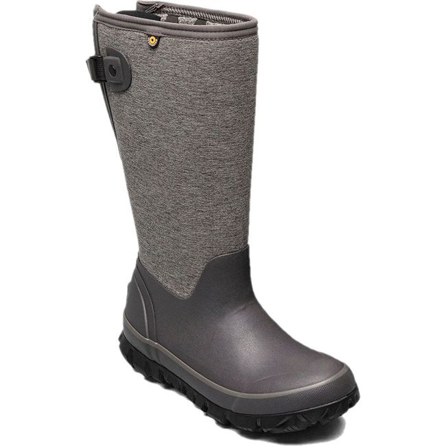 Front angled view of Women's Bogs Whiteout Adjustable Calf Tall Winter Boot in Gray