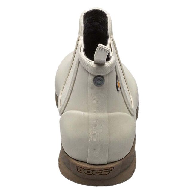 Heel of Women&#39;s Sweetpea Bogs Rain Boot in sandstone beige with slip on upper