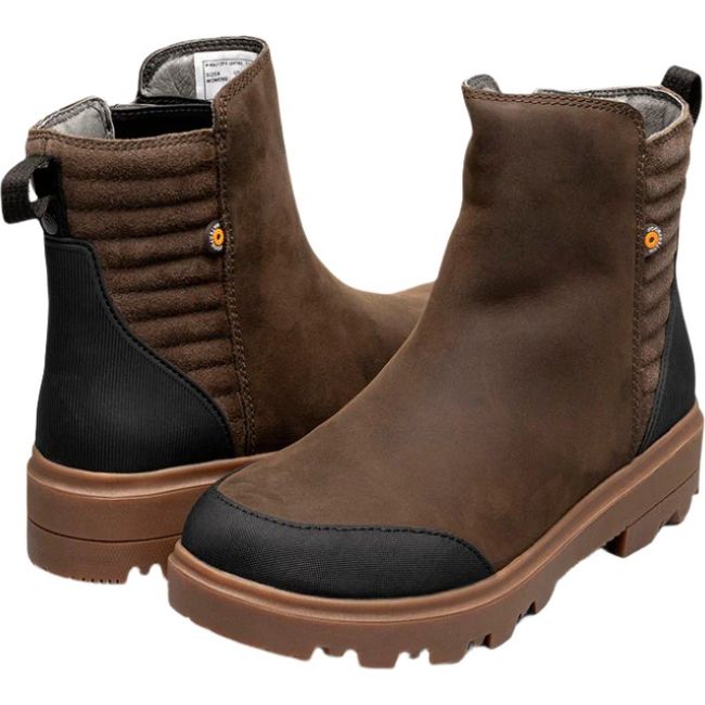 Pair of Women&#39;s Bogs Holly Zip II Boots in dark brown waterproof leather