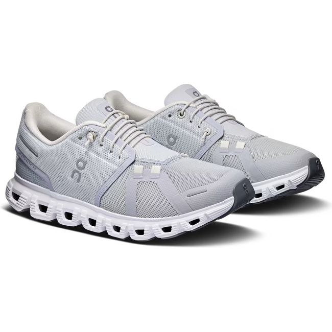 Pair of On Running Women's Cloud 6 Running Shoes in grey and white