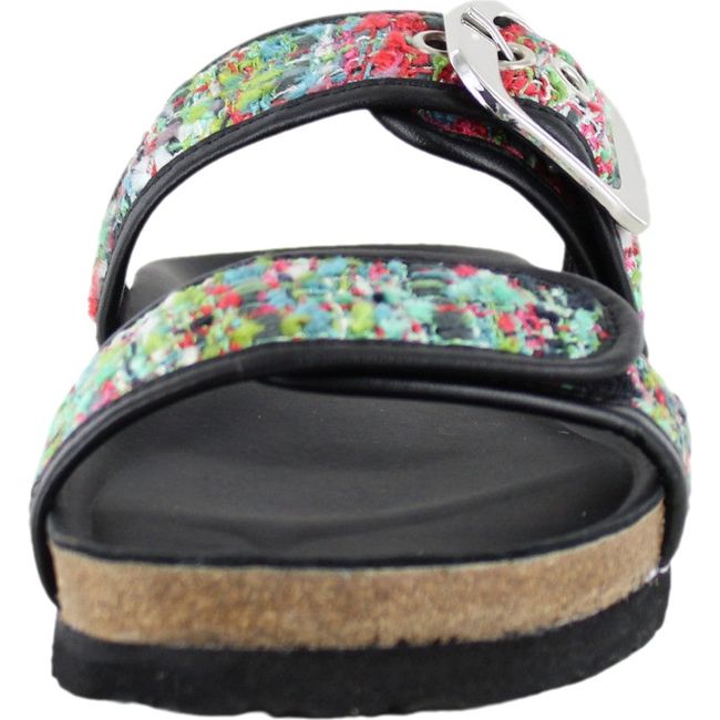 Front of Women's Naot Nashville Slide Sandal in Pink-White Tweed and Soft Black