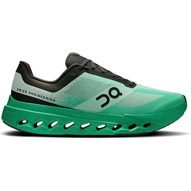 Lateral side of Men's On Running Cloudsurfer Next Running Shoe in Mint Green and Black
