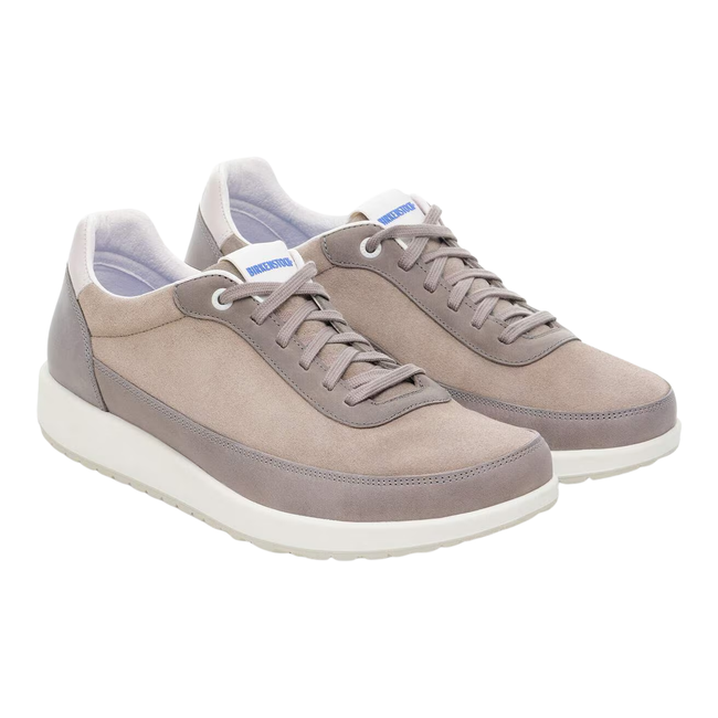 Angled pair of Birkenstock Women's Honnef City Sneaker in Stone Coin