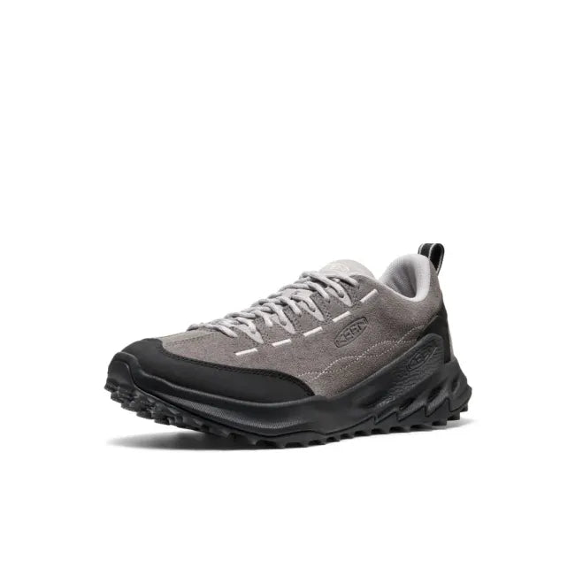 Front angled view of grey magent vapor KEEN Men's Jasper Zionic Sneaker