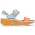 Lateral side of Women's Pikolinos Marina Wedge Sandal with blue and orange leather straps