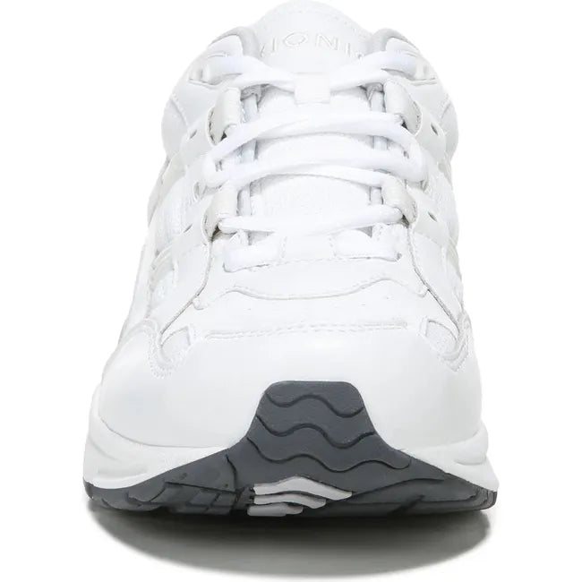 Front of Women's Vionic Walker Walking Shoe in all white leather