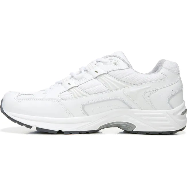 Medial side of Women's Vionic Walker Walking Shoe in all white leather