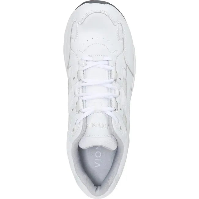 Top down view of Women's Vionic Walker Walking Shoe in all white leather