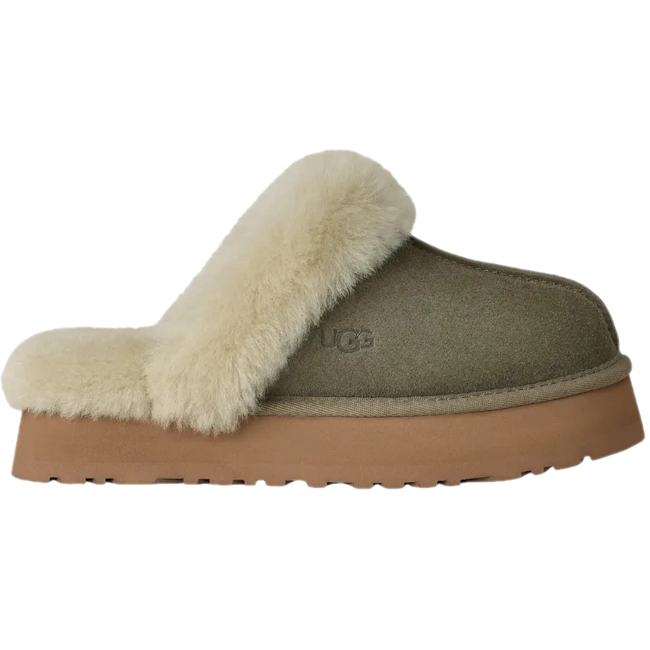 Side of UGG Women's Disquette Slipper in Moss Green