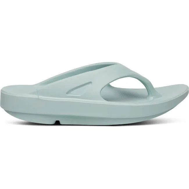 Lateral side of Unisex OOfos OOriginal Sandal in Mist Blue