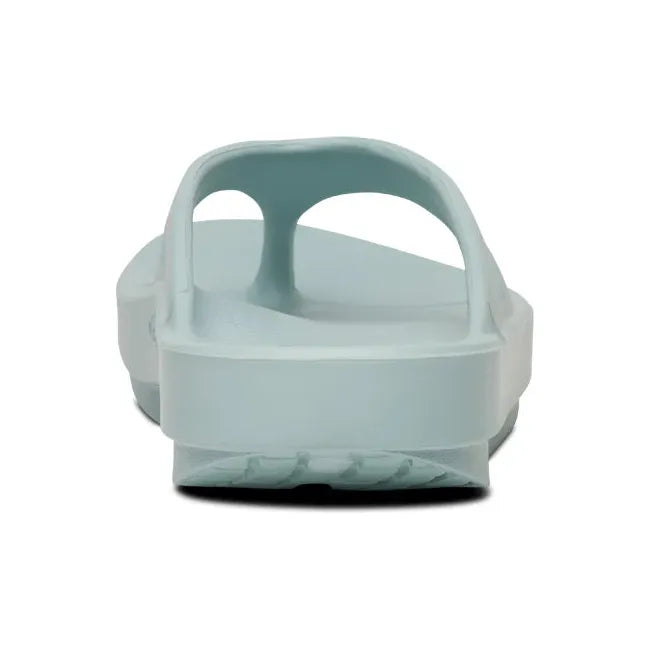 Heel of Unisex OOfos OOriginal Sandal in Mist Blue