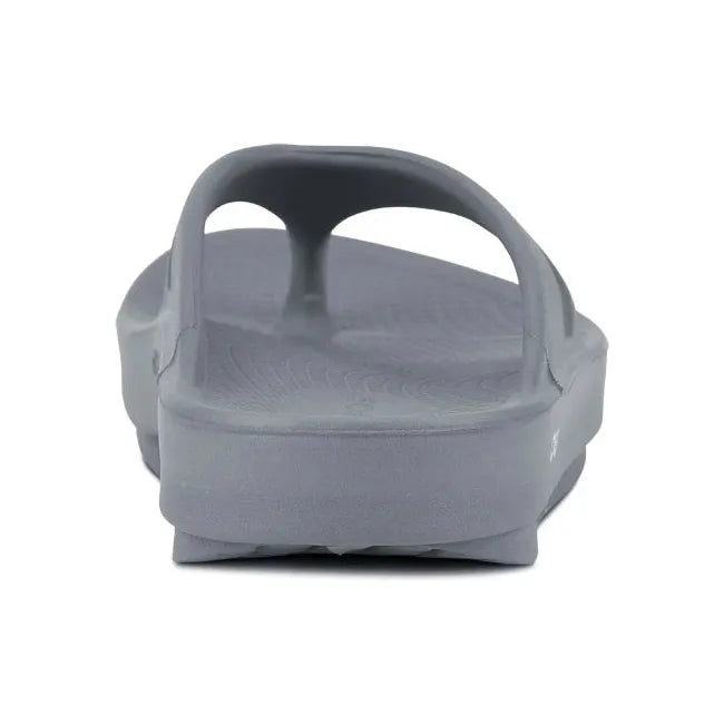 Heel of Unisex OOfos OOriginal Sandal in Slate Grey