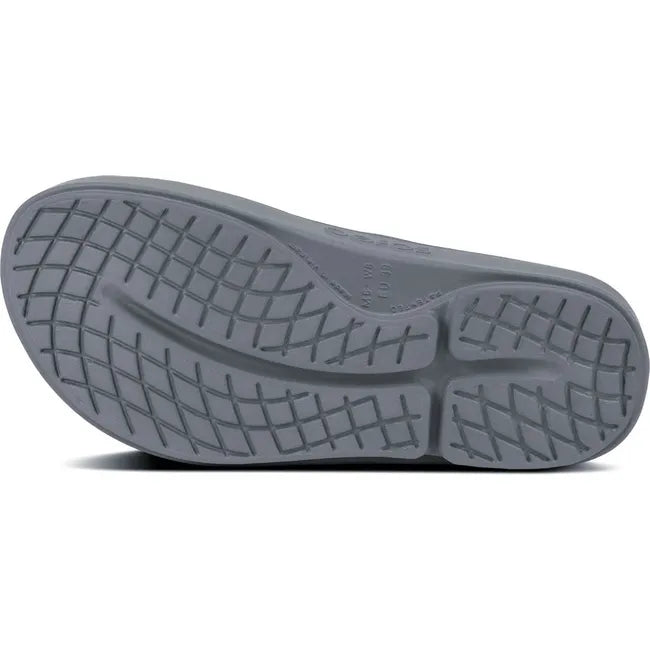 Sole of Unisex OOfos OOriginal Sandal in Slate Grey