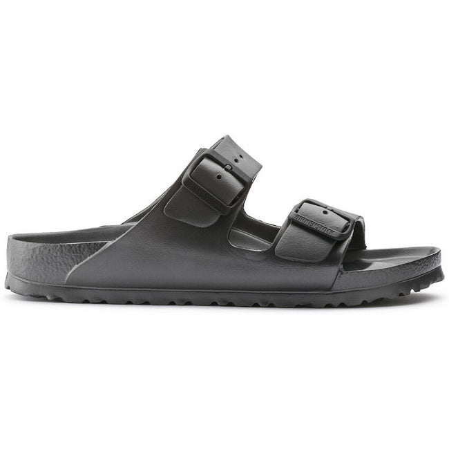 Side view of Birkenstock Arizona EVA Metallic Anthracite Two Strap Sandal