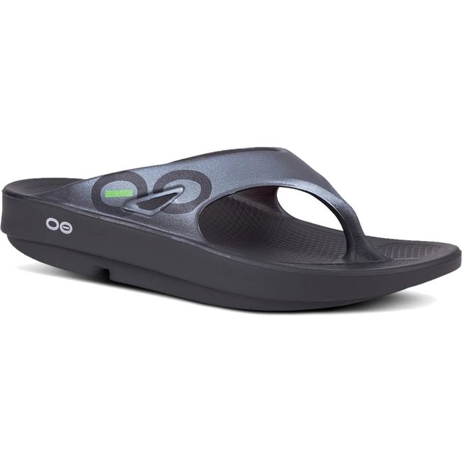 Front angled view of Unisex OOfos OOriginal Sport Sandal in Graphite grey