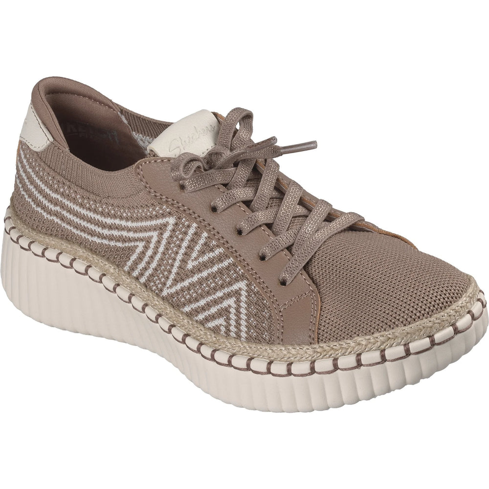 Three-quarter view of Skechers Women's Wilshire Blvd Bellevue Sneaker in Mocha