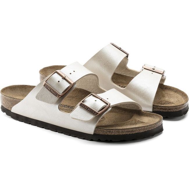 Birkenstock Women&#39;s Arizona Graceful Pearl White Narrow Sandal 1009921
