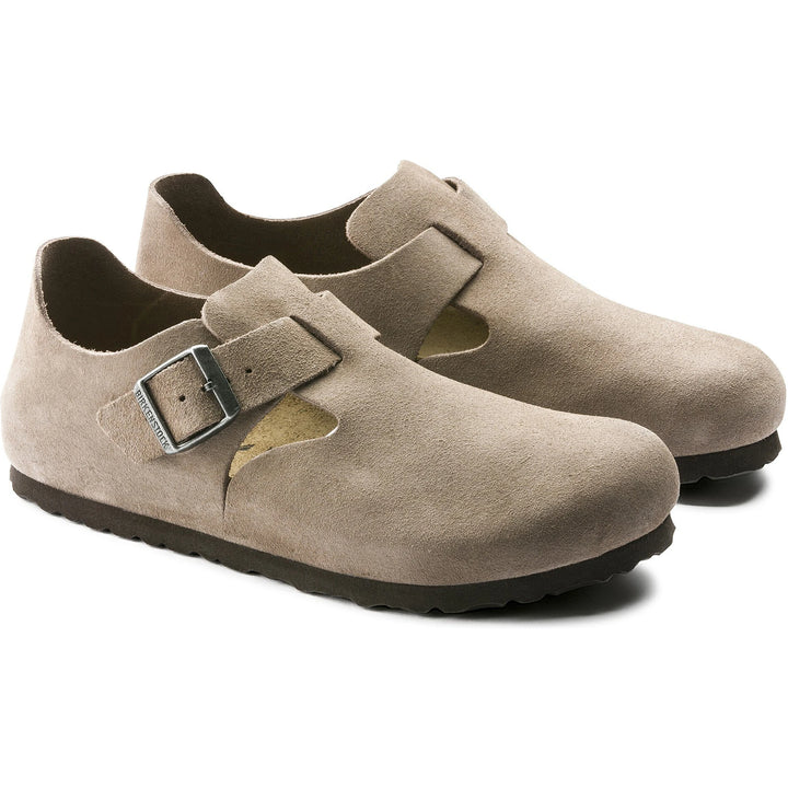 Pair of Birkenstock Unisex London Suede Shoe in Taupe
